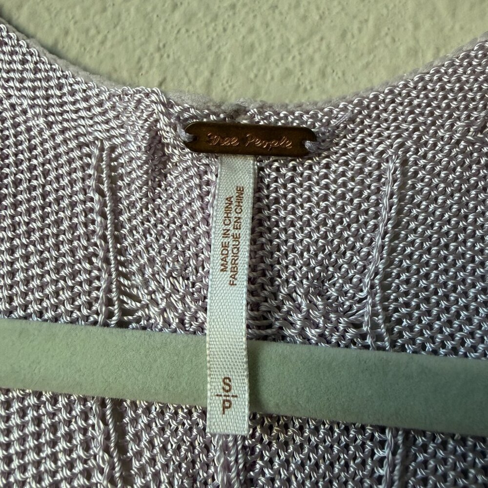 Free People Pastel Purple Lightweight Knit Sweater Tank Vest Size S - Picture 4 of 6